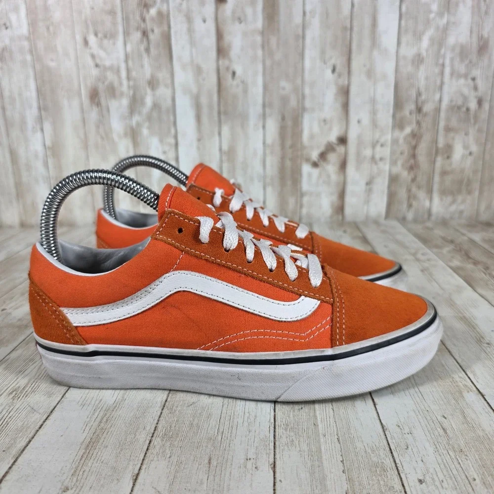 Vans Old‎ Skool Sneakers Orange Canvas Skate Shoes Women's Size 6.5